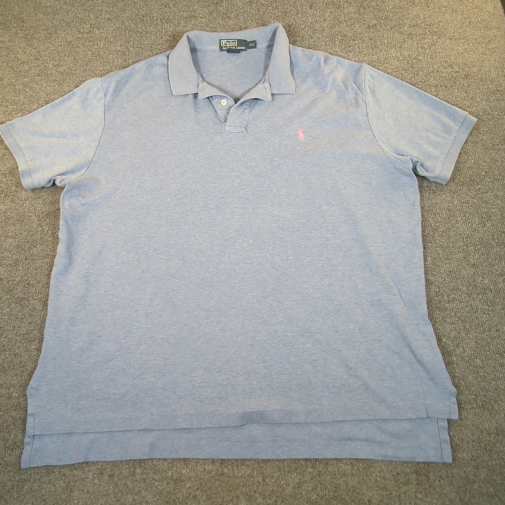 Polo Ralph Lauren Mens XXL Light Blue Heather Pink Pony Cotton Polo Shirt 2648